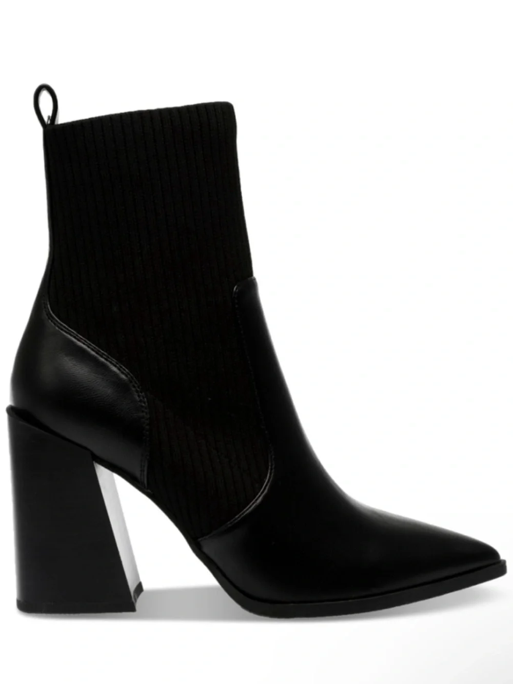 Wild Pair Trinity Black Pointed Toe Ankle Boots Pull-On Knit Booties Sz 6 - NWT - Picture 2 of 12